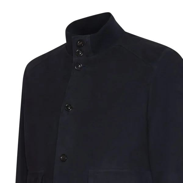 Shop Fratelli Rossetti Blue Suede Jacket | Navy blue
