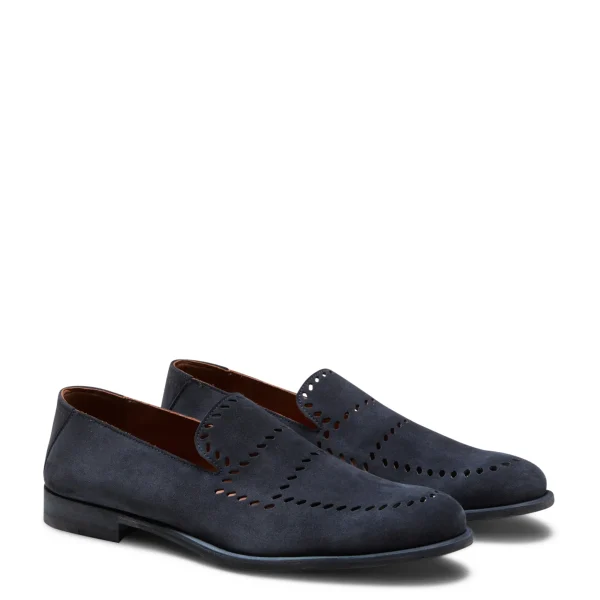 Outlet Fratelli Rossetti Blue Woven Suede Slippers | Navy blue