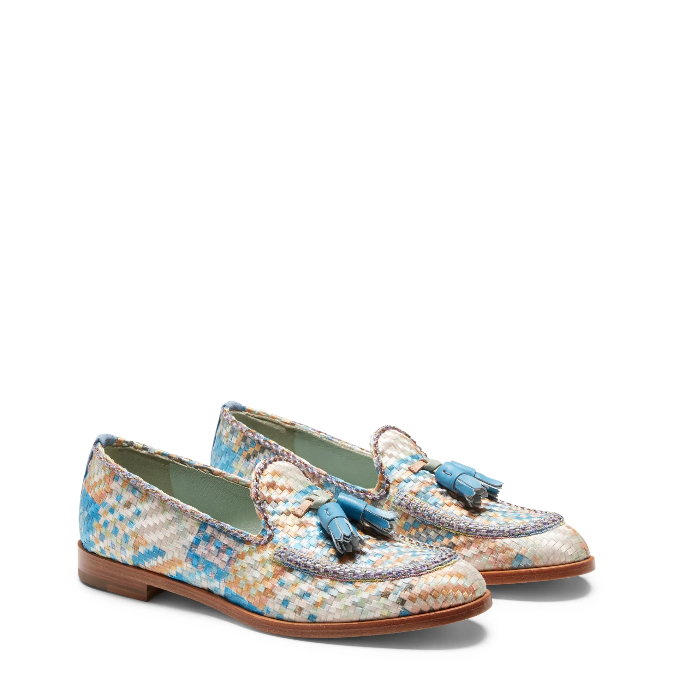 Sale Fratelli Rossetti Brera Loafer In Embroidered Fabric | Light blue