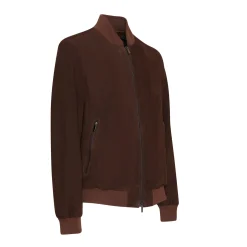 Shop Fratelli Rossetti Suede Bomber Jacket | Brown