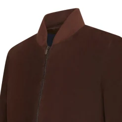 Shop Fratelli Rossetti Suede Bomber Jacket | Brown