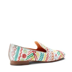 Store Fratelli Rossetti Embroidered Multicoloured Leather Slippers | Orange/White
