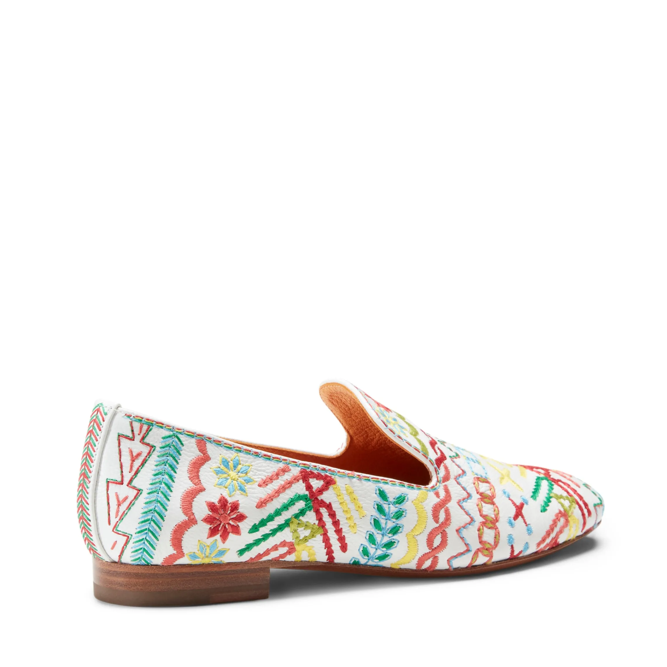Store Fratelli Rossetti Embroidered Multicoloured Leather Slippers | Orange/White