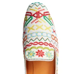 Store Fratelli Rossetti Embroidered Multicoloured Leather Slippers | Orange/White