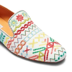 Store Fratelli Rossetti Embroidered Multicoloured Leather Slippers | Orange/White