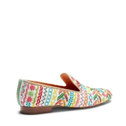 Store Fratelli Rossetti Embroidered Multicoloured Leather Slippers | Orange/White