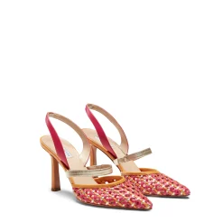 Fashion Fratelli Rossetti Fuchsia And Platinum Woven Leather Slingback Sandal | Fucsia