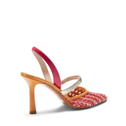 Fashion Fratelli Rossetti Fuchsia And Platinum Woven Leather Slingback Sandal | Fucsia