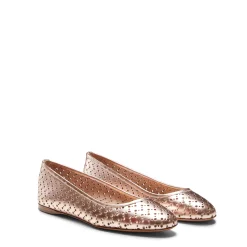 Best Fratelli Rossetti Gold Leather Ballet Flat | Rose gold