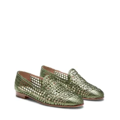 Clearance Fratelli Rossetti Green Woven Slipper | Verde