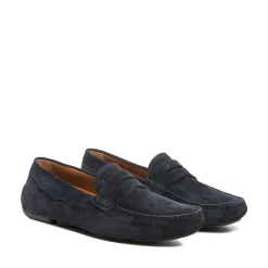 Fashion Fratelli Rossetti Mocassino Driver In Suede- Navy blue