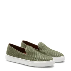 Clearance Fratelli Rossetti Green Woven Suede Slipper | Olive