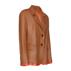 Hot Fratelli Rossetti Nappa Leather Blazer With Contrasting Edging | Tan